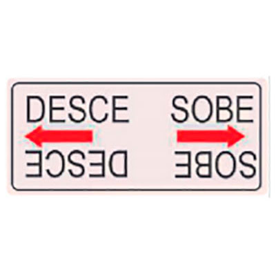 Placa de Sinalização -SETA SOBE E DESCE- 40 X 130mm