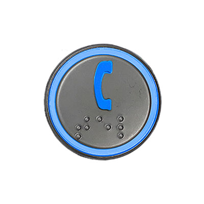 Botão com Braille Led Azul 32mm 12 / 24V Intercomunicador