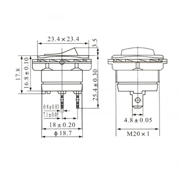 CHAVE GANGORRA ON/OFF KCD1-108-101 PRETA 10A C/ PORCA (50407R)